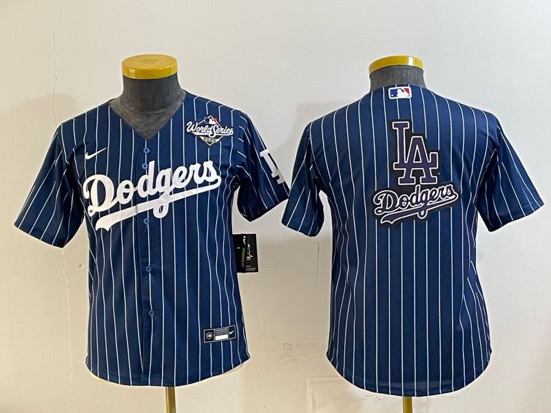 Youth 2026 Los Angeles Dodgers Blank Drak Blue Stripe Game Nike MLB Jersey style 0010->youth mlb jersey->Youth Jersey